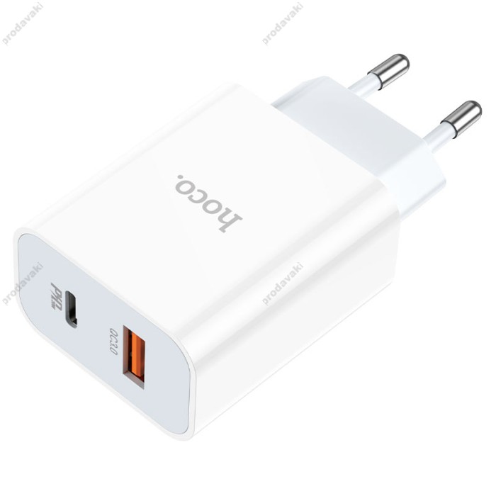 Мережевий зарядний пристрій HOCO C97A dual port charger Lightning cable 20W White
