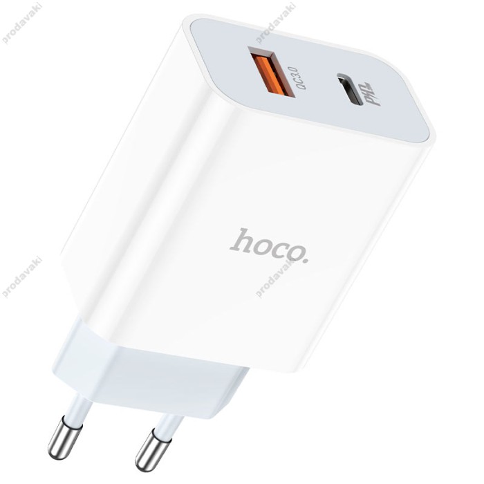 Мережевий зарядний пристрій HOCO C97A dual port charger Lightning cable 20W White