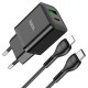 Мережевий зарядний пристрій HOCO N28 Founder dual port charger Lightning cable 20W Black