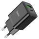 Мережевий зарядний пристрій HOCO N28 Founder dual port charger Lightning cable 20W Black