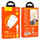 Мережевий зарядний пристрій HOCO N28 Founder dual port charger Lightning cable 20W White