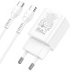 Мережевий зарядний пристрій HOCO N28 Founder dual port charger Type-C cable 20W White