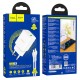 Мережевий зарядний пристрій HOCO N28 Founder dual port charger Type-C cable 20W White