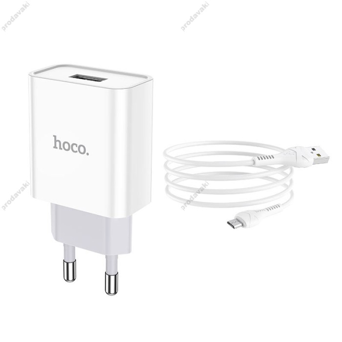 Мережевий зарядний пристрій HOCO C81A Asombroso Micro USB cable 10.5 White