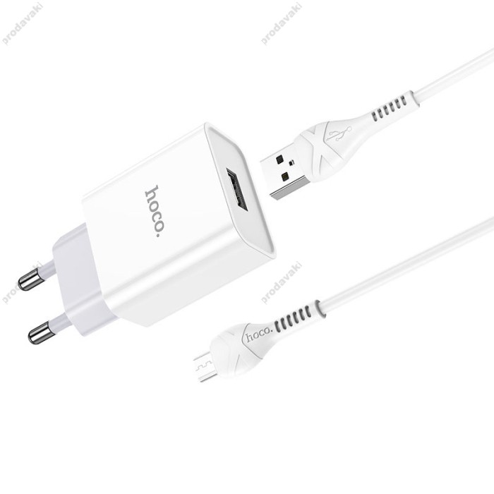 Мережевий зарядний пристрій HOCO C81A Asombroso Micro USB cable 10.5 White
