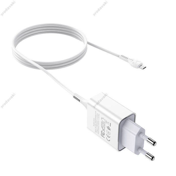Мережевий зарядний пристрій HOCO C81A Asombroso Micro USB cable 10.5 White