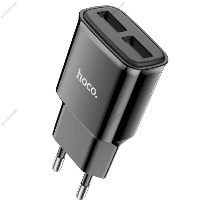 Мережевий зарядний пристрій HOCO C88A Star round dual port charger Lightning cable 12W Black
