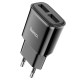 Мережевий зарядний пристрій HOCO C88A Star round dual port charger Lightning cable 12W Black