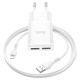 Мережевий зарядний пристрій HOCO C88A Star round dual port charger Lightning cable 12W White