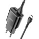 Мережевий зарядний пристрій HOCO C88A Star round dual port charger Type-C cable 12W Black