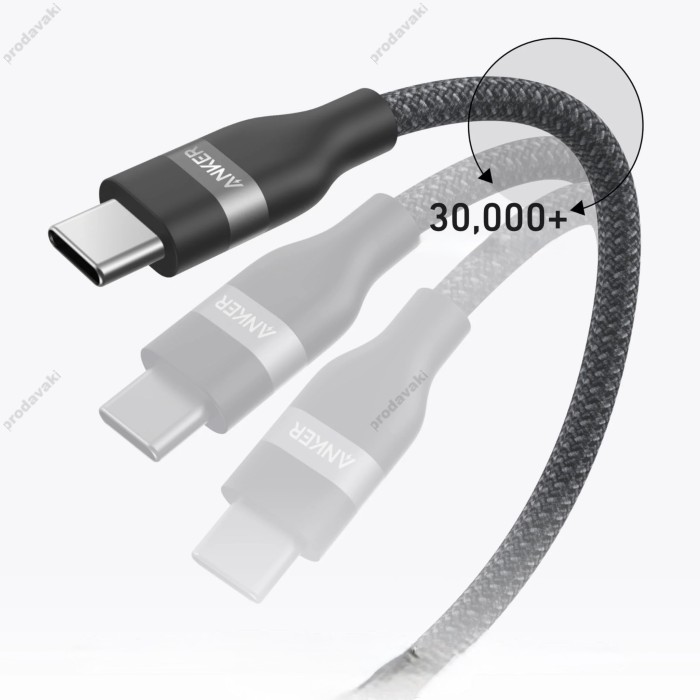 Кабель Anker A82E2611 Ultra Soft Cable Type-C to Type-C 240W 5A 0.9m Black