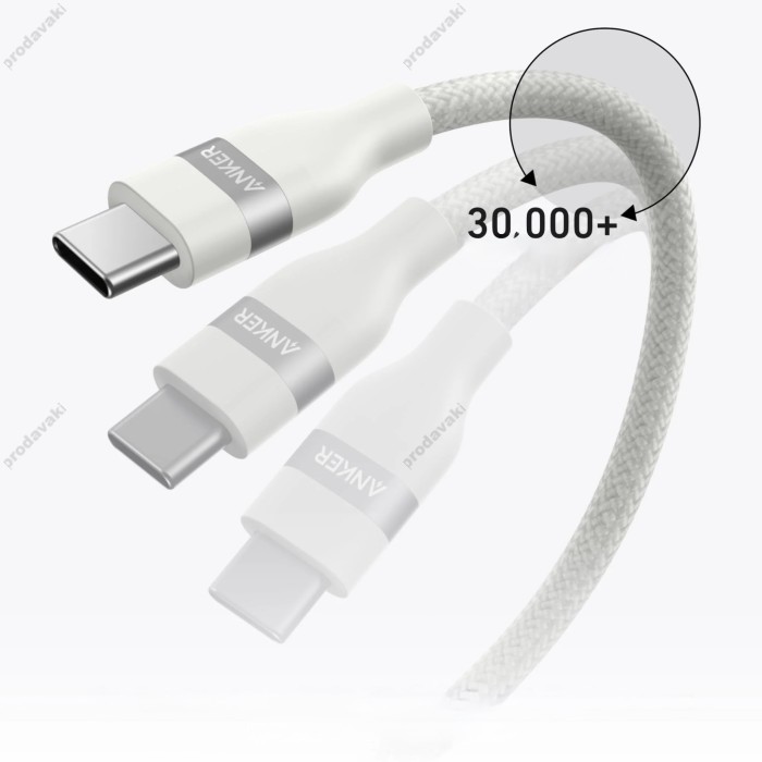 Кабель Anker A82E2611 Ultra Soft Cable Type-C to Type-C 240W 5A 0.9m White