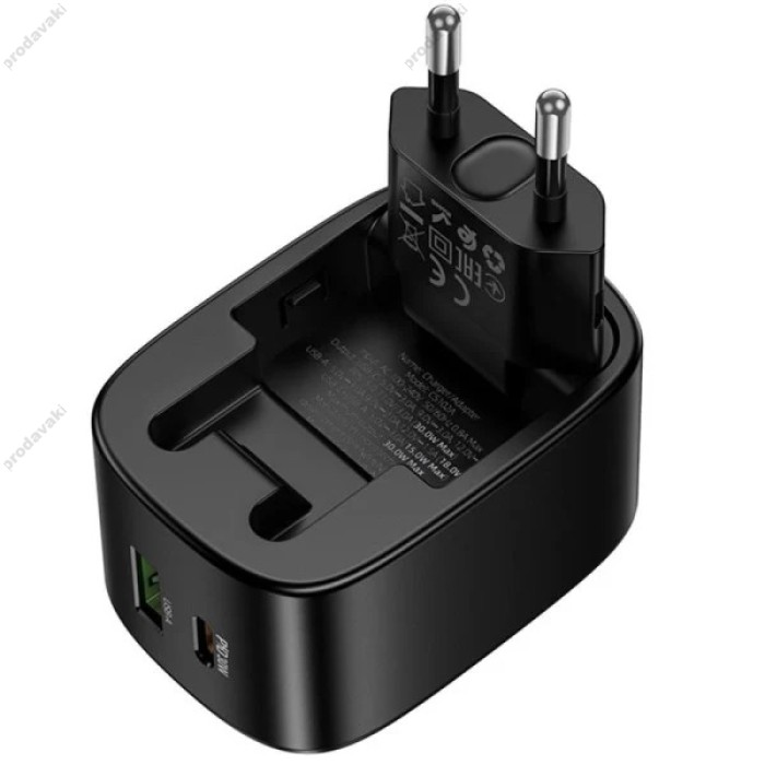 Мережевий зарядний пристрій HOCO CS102A folding charger 30W Black