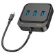 USB-Хаб Hoco HB35 Easy link 4в1 Type-C to 3xUSB 3.0+RJ45 Black