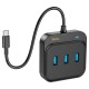 USB-Хаб Hoco HB35 Easy link 4в1 Type-C to 3xUSB 3.0+RJ45 Black