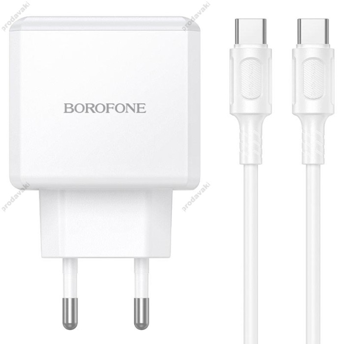 Мережевий зарядний пристрій BOROFONE BA114A Energy single port charger Type-C to Type-C cable 35W White
