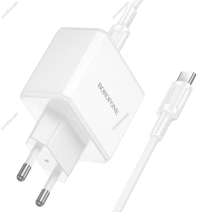 Мережевий зарядний пристрій BOROFONE BA114A Energy single port charger Type-C to Type-C cable 35W White