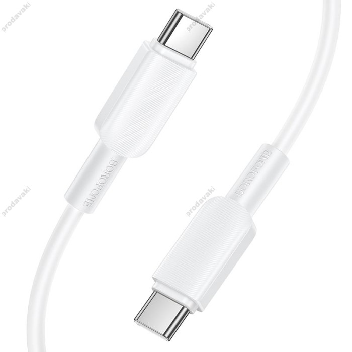 Кабель BOROFONE BX127 Regalo PVC charging data cable Type-C to Type-C 20шт 60W 3A 1m White