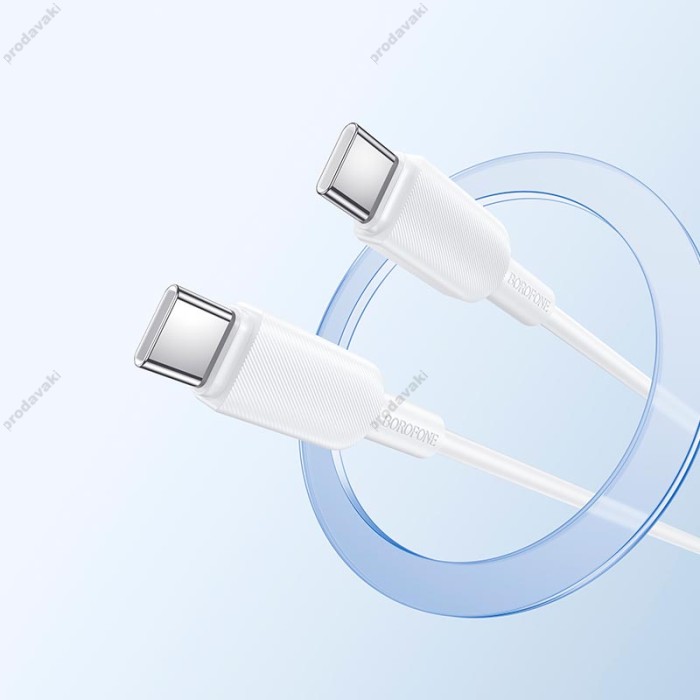 Кабель BOROFONE BX127 Regalo PVC charging data cable Type-C to Type-C 20шт 60W 3A 1m White