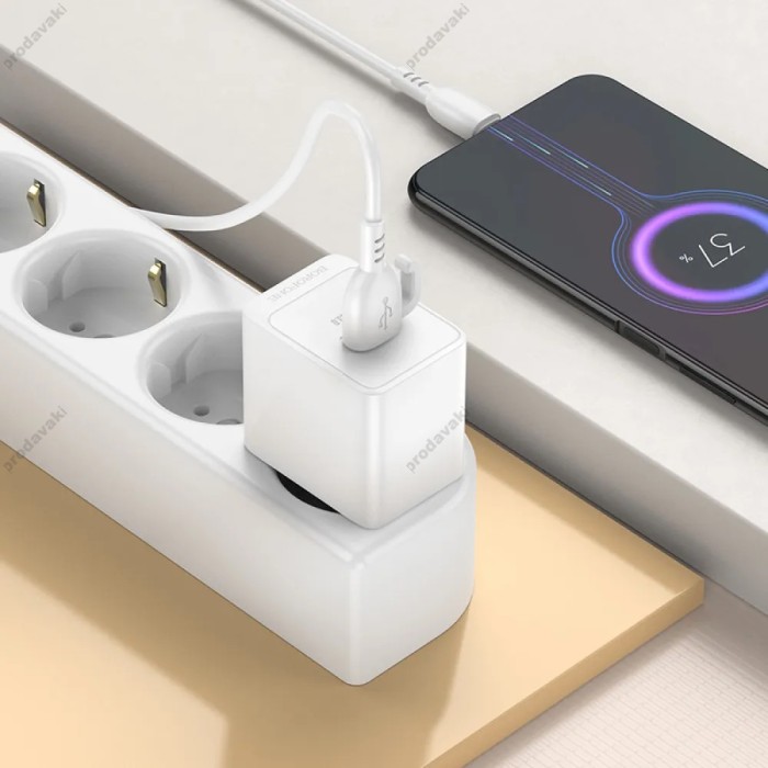 Мережевий зарядний пристрій Borofone BAS12A Erudite single port charger Micro USB cable 18W White