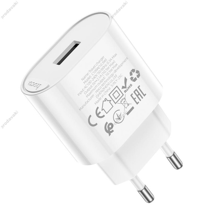 Мережевий зарядний пристрій Hoco C109A Fighter single port charger Micro USB cable 10.5W White