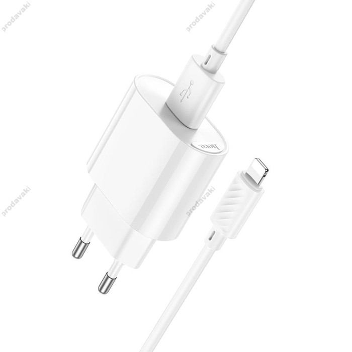 Мережевий зарядний пристрій Hoco C109A Fighter single port charger Lightning cable 10.5W White