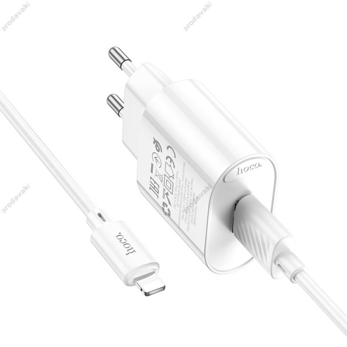 Мережевий зарядний пристрій Hoco C109A Fighter single port charger Lightning cable 10.5W White