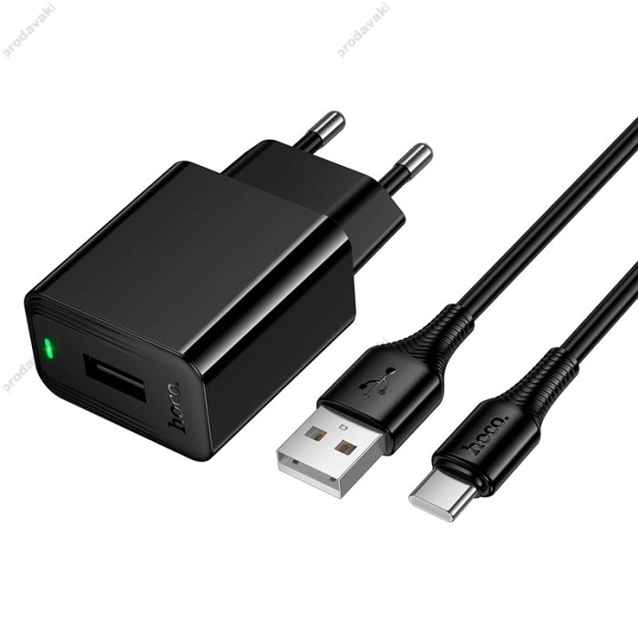 Мережевий зарядний пристрій Hoco CS91A Leader single port charger Type-C cable 10.5W Black