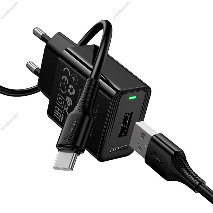 Мережевий зарядний пристрій Hoco CS91A Leader single port charger Type-C cable 10.5W Black