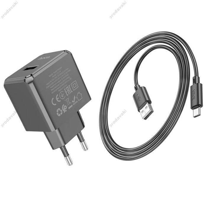 Мережевий зарядний пристрій Hoco CS11A Ocean single port charger Type-C cable 10.5W Black