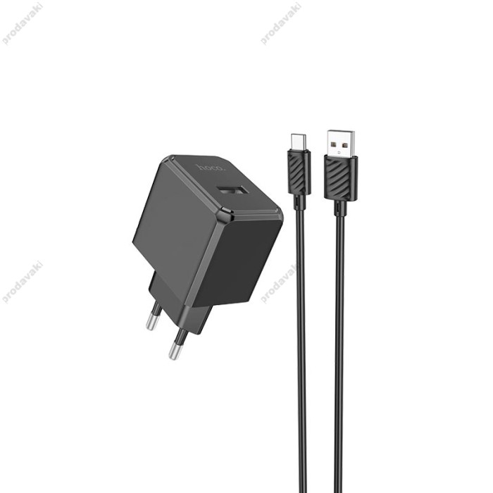 Мережевий зарядний пристрій Hoco CS11A Ocean single port charger Type-C cable 10.5W Black