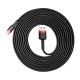Кабель Baseus Cafule Data Cable USB to Type-C 2A 3m Black-red CATKLF-U91