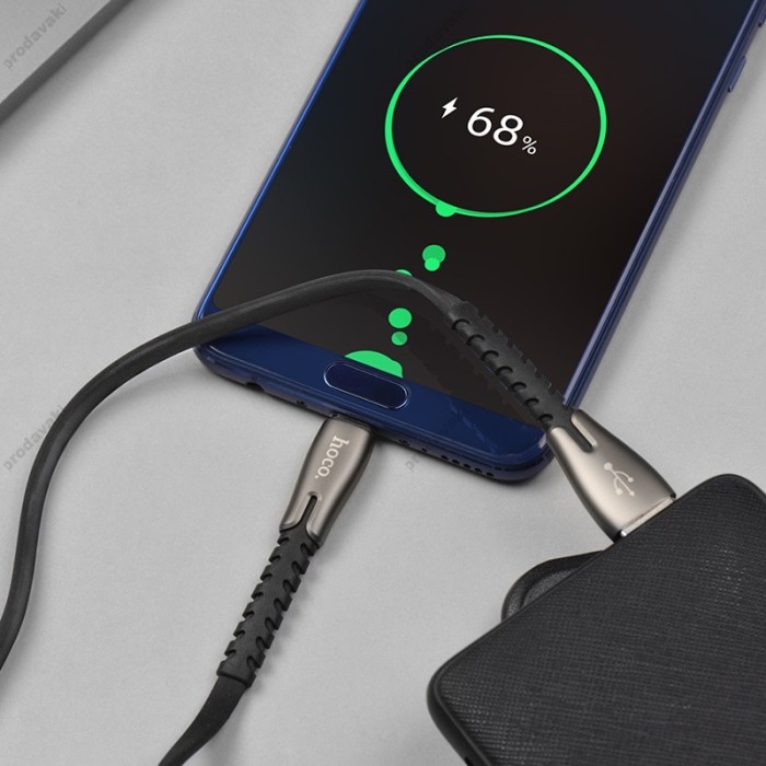 Кабель Hoco U58 Core Data Cable USB to Type-C 2.4A 1.2m Black