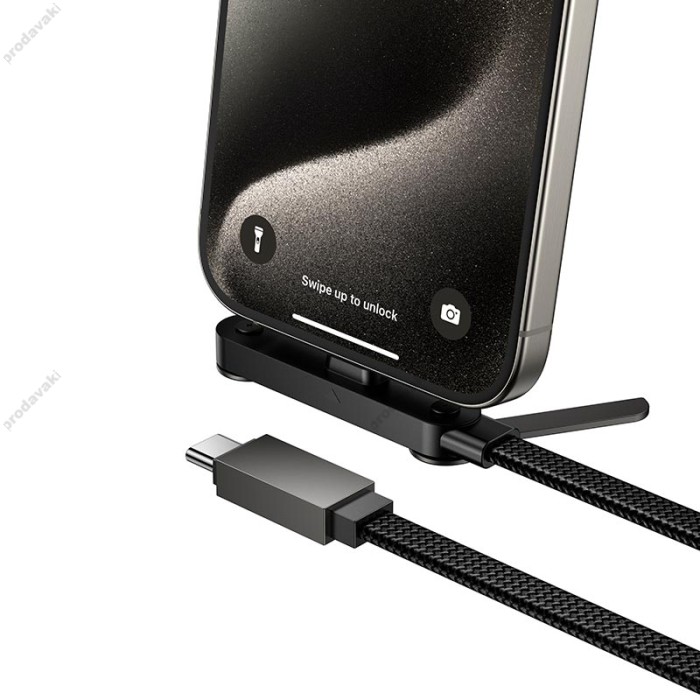 Кабель HOCO U150 Exquisite bracket charging data cable Type-C to Type-C 60W 3A 1.2m Black