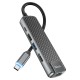 USB-Хаб Hoco HB23 Easy view Type-C to HDMI+USB3.0+USB2.0+PJ45+PD Metal grey