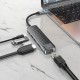 USB-Хаб Hoco HB23 Easy view Type-C to HDMI+USB3.0+USB2.0+PJ45+PD Metal grey