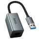 Мережевий адаптер Hoco UA48 ethernet adapter USB to RJ45 100 Mbps 0.15m Metal-Grey