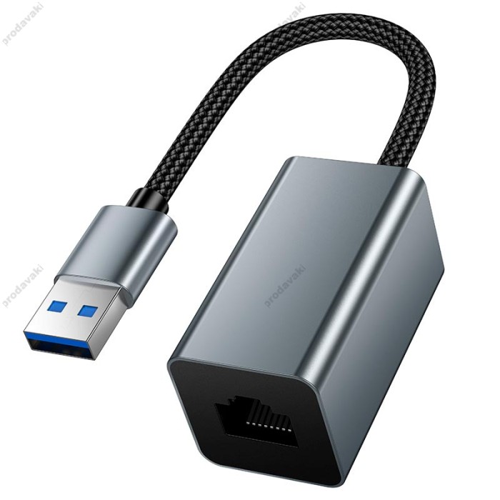 Мережевий адаптер Hoco UA48 ethernet adapter USB to RJ45 100 Mbps 0.15m Metal-Grey