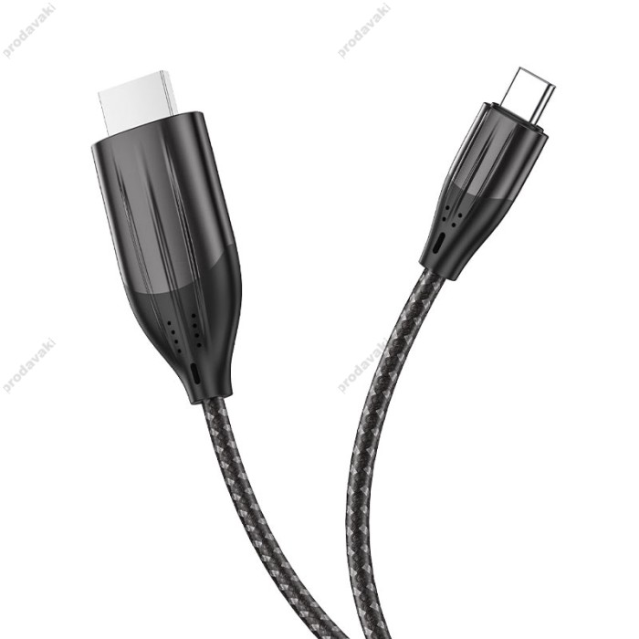 Кабель HOCO UA16 HD on-screen cable Type-C to HDMI 4K 2m Black