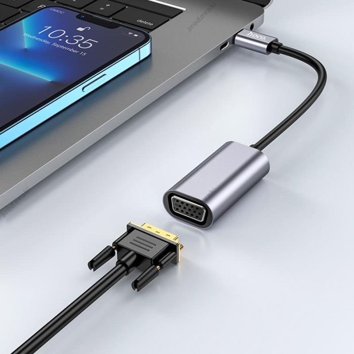 Перехідник HOCO UA21 converter Type-C to VGA 0.15m Grey