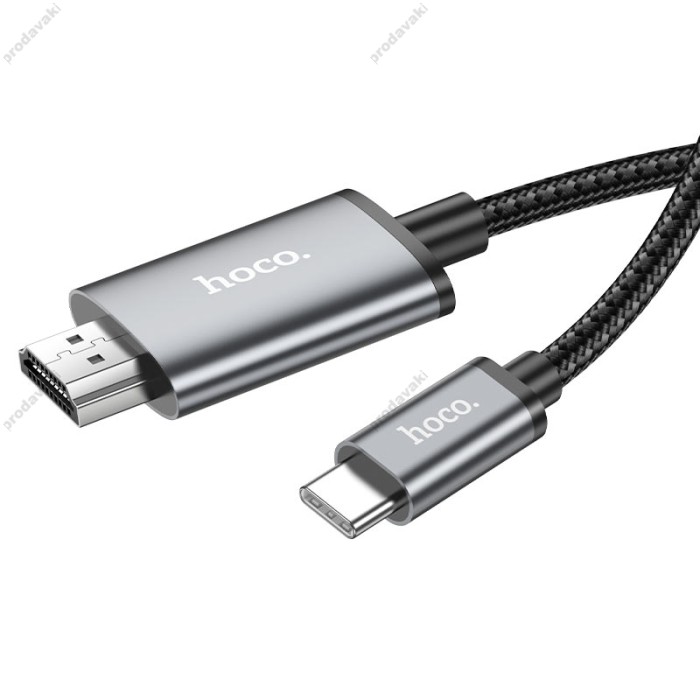 Кабель HOCO UA27 HD on-screen cable Type-C to HDTV (HDMI) 4K 2m Metal-grey
