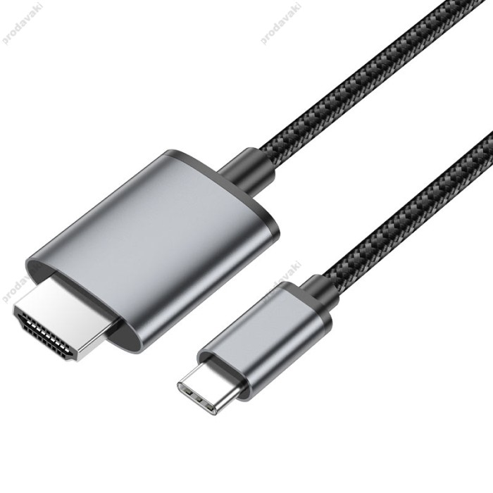 Кабель HOCO UA27 HD on-screen cable Type-C to HDTV (HDMI) 4K 2m Metal-grey