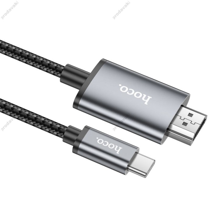 Кабель HOCO UA27 HD on-screen cable Type-C to HDTV (HDMI) 4K 2m Metal-grey
