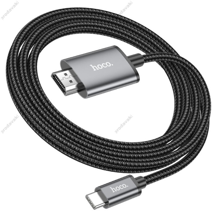 Кабель HOCO UA27 HD on-screen cable Type-C to HDTV (HDMI) 4K 2m Metal-grey