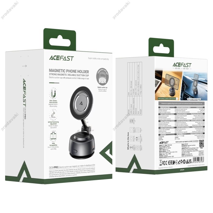 Автомобільний тримач ACEFAST E54 electric suction cup magnetic car holder for dashboard Grey