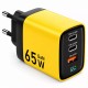 Мережевий зарядний пристрій Veron TC-65 GaN Digital display 65W Yellow