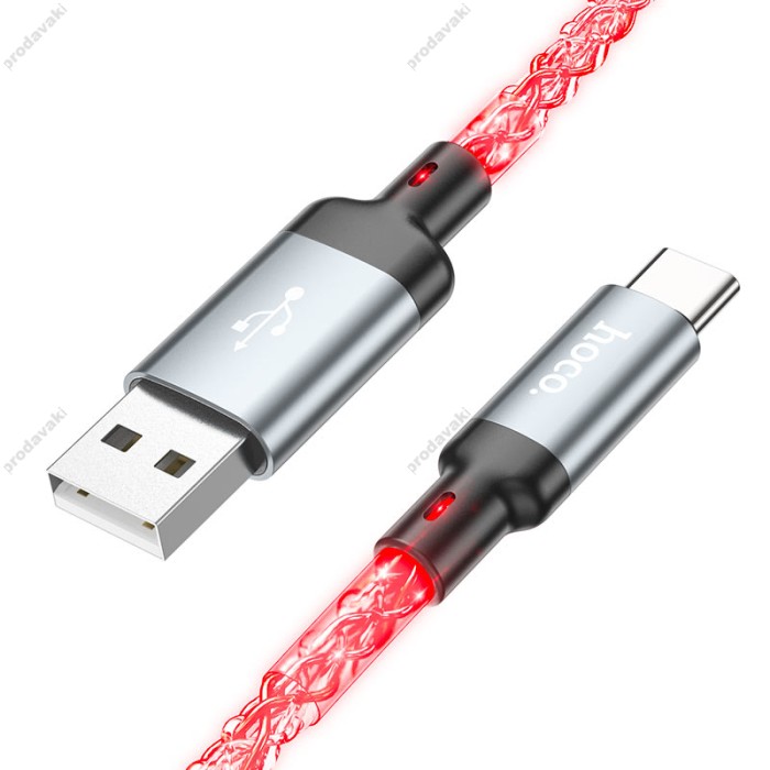 Кабель HOCO U112 Shine charging data cable USB to Type-C 3A 1m Black