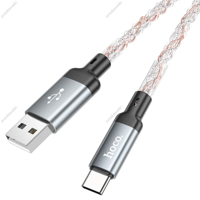 Кабель HOCO U112 Shine charging data cable USB to Type-C 3A 1m Black