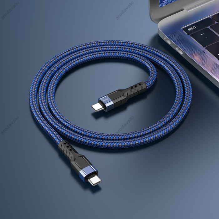 Кабель HOCO U110 charging data cable Type-C to Type-C 60W 3A 1.2m Blue