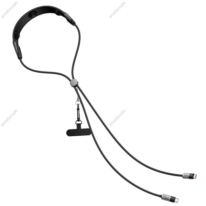 Кабель HOCO U145 charging data cable neck hanging with massager Type-C to Type-C 100W 5A 1.4m Black